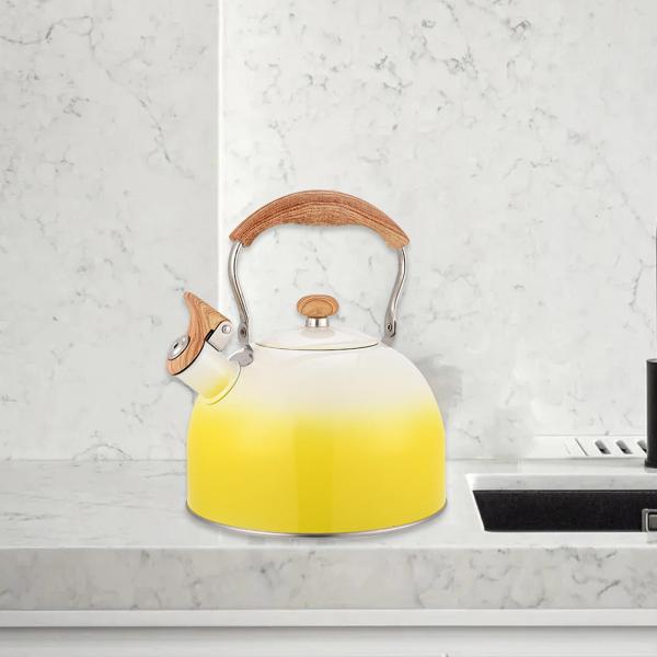 口笛を吹くコンロ用ティーケトル ステンレススチール 注ぎ口カバー付き 火にかけられる熱湯ティーポット 屋内ハイキング用 コンロ用ケトル