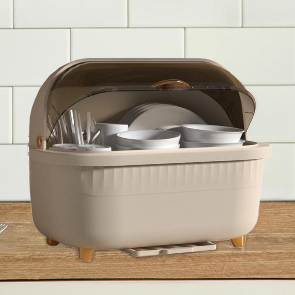 食器乾燥ラック ディッシュラック 箸ホルダー 蓋付き 通気性のある排水 スプーン箸用