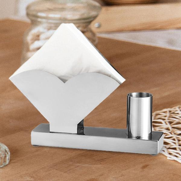 つまようじホルダー1個付き ティッシュディスペンサースタンド ステンレススチール 自立型ティッシュケース ナプキンホルダー キッチン ファームハウス用