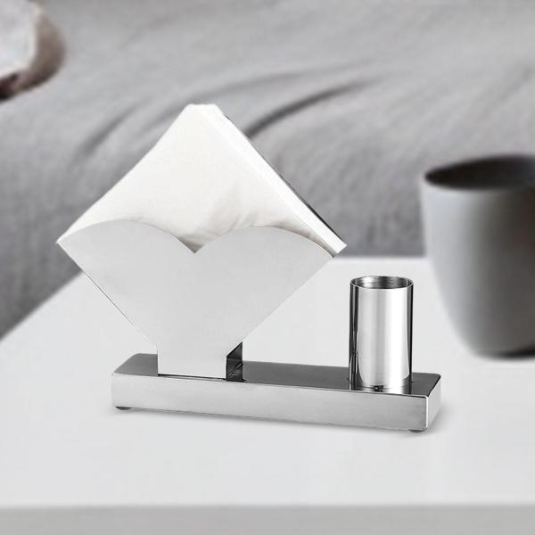 つまようじホルダー1個付き ティッシュディスペンサースタンド ステンレススチール 自立型ティッシュケース ナプキンホルダー キッチン ファームハウス用