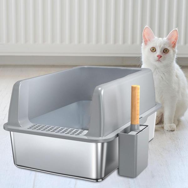 オープンキャットリターボックス 猫用トイレ 半密閉式 ポータブル ハイサイドキャットトイレ サンドボックス ペット用トイレパン 猫用 ペット用品