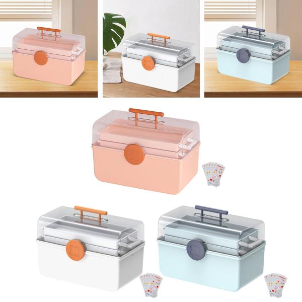 ポータブル救急箱収納ケース ハンドル付き 3段多目的緊急キットコンテナ アウトドア キャンプ 自宅 学校用