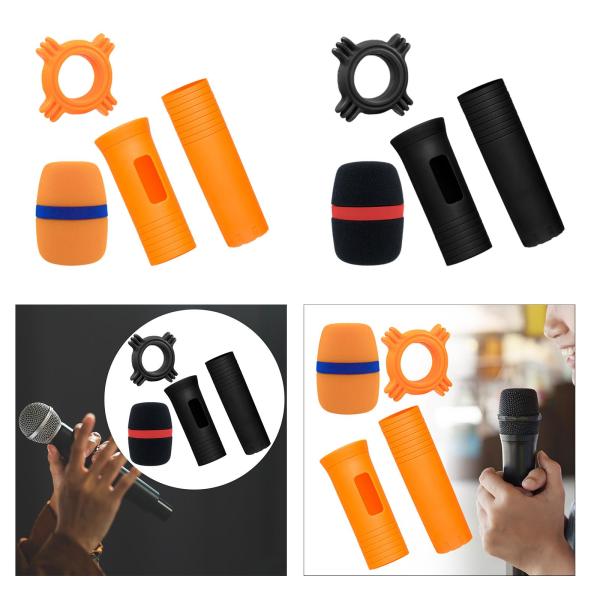 ハンドヘルドマイク保護スリーブ マイク保護スリーブホルダー 落下防止 フォームマイクカバーとマイクリング付き KTVショーライブ用