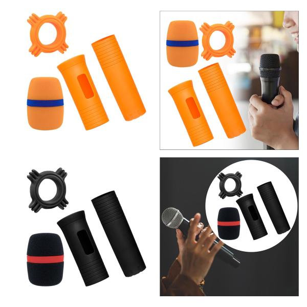 ハンドヘルドマイク保護スリーブ マイク保護スリーブホルダー 落下防止 フォームマイクカバーとマイクリング付き KTVショーライブ用
