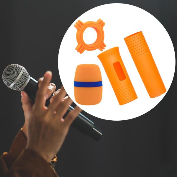 ハンドヘルドマイク保護スリーブ マイク保護スリーブホルダー 落下防止 フォームマイクカバーとマイクリング付き KTVショーライブ用