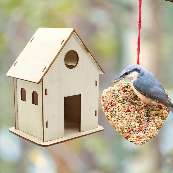 DIY 木製鳥の巣 巣箱 組み立て不要 鳥かご飾り 工芸品 鳥かご 吊り下げ式巣