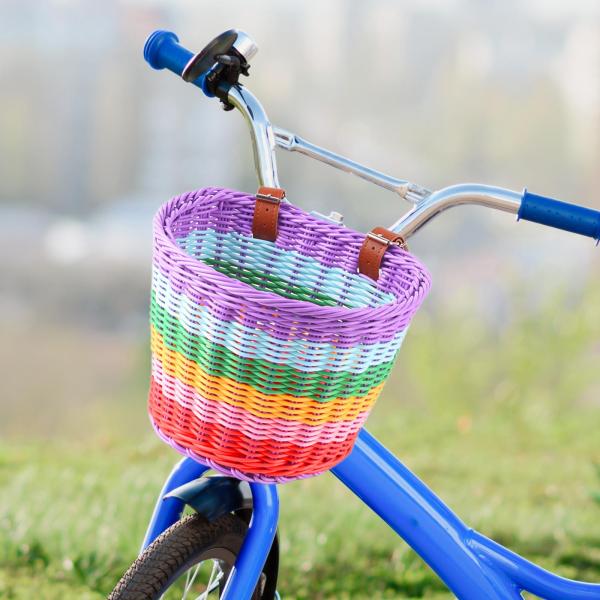 子供用自転車バスケット フロントデコレーション ハンドルバーバスケット 自転車アクセサリー 取り外し可能な自転車フロントバスケット 子供用 男の子用