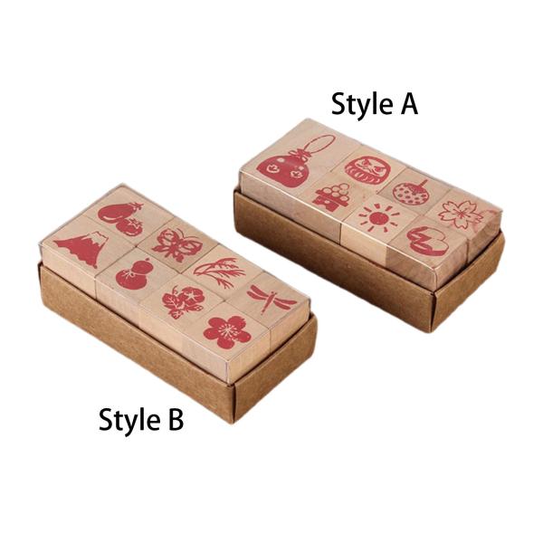 木製スタンプキット ゴム印 アート用品 手作り ヴィンテージデザイン 多目的 描画 フォトアルバム カード作り DIYツール