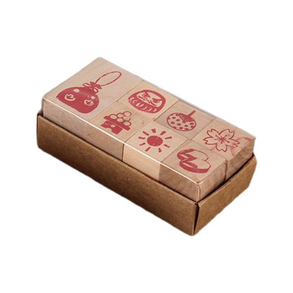 木製スタンプキット ゴム印 アート用品 手作り ヴィンテージデザイン 多目的 描画 フォトアルバム カード作り DIYツール