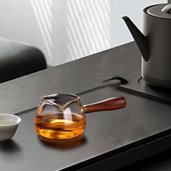 ガラスティーポット エスプレッソポット ティーメーカー お茶好きへのギフト 中国ティーポット 木製ハンドル付き ホテル キャンプ 家庭用 レストラン用