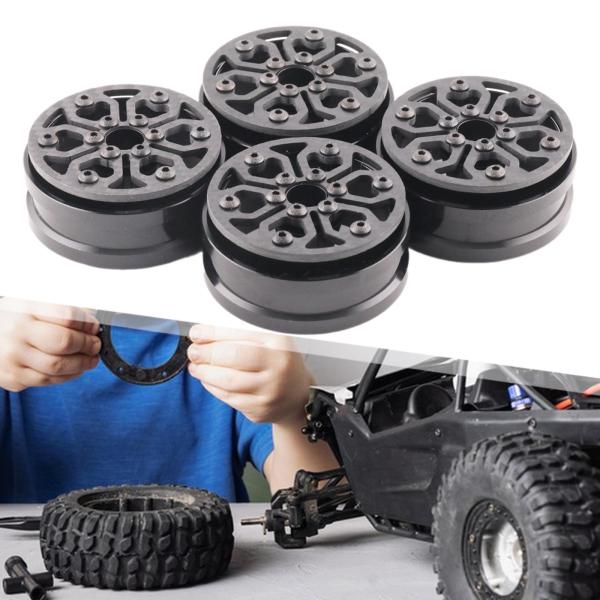4個 カーボンファイバー 1.9インチ ホイールリム RCホイールリムセット ヘビーデューティーホイールハブ 12mm六角 1/10 RCクローラー用