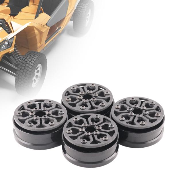 4個 カーボンファイバー 1.9インチ ホイールリム RCホイールリムセット ヘビーデューティーホイールハブ 12mm六角 1/10 RCクローラー用