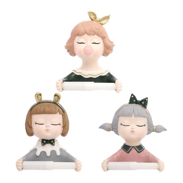 トイレットペーパーホルダー ティッシュロールホルダー 女の子の像 ティッシュロールディスペンサーホルダー トイレ 洗面所 キッチン トイレ用