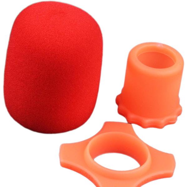 ハンドヘルドマイクウィンドスクリーン アンチローリングボトムロッドスリーブホルダー シリコンリング 通気性のあるマイクカバー インタビュー用