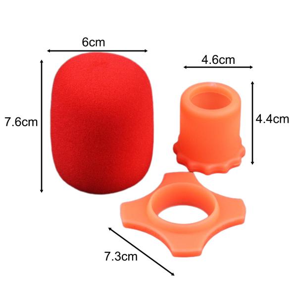 ハンドヘルドマイクウィンドスクリーン アンチローリングボトムロッドスリーブホルダー シリコンリング 通気性のあるマイクカバー インタビュー用