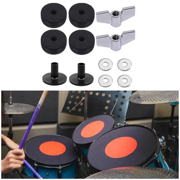 12個のシンバル交換用アクセサリー、ワッシャーシンバルスリーブ、ドラムセット用クイックリリースナット