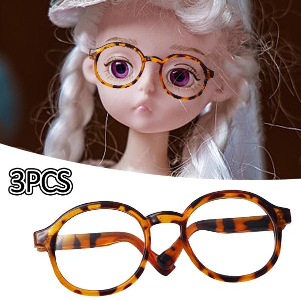 3個 小さな人形用メガネ フィギュア人形用メガネ DIY アクセサリー 装飾 ファッション 丸メガネ ミニサングラス ペット用コスチューム