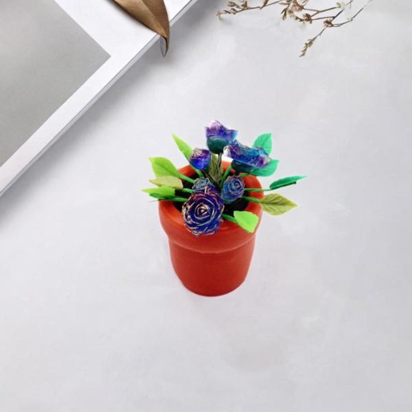 ミニチュアドールハウス 鉢植えの花 ミニ植物モデル 子供用おもちゃ 樹脂塗装ドールハウスアクセサリー 1:6 1:12スケールプレイセット用