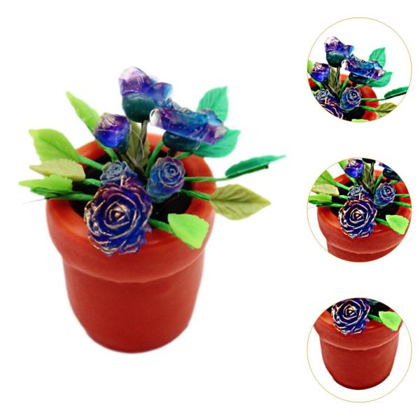 ミニチュアドールハウス 鉢植えの花 ミニ植物モデル 子供用おもちゃ 樹脂塗装ドールハウスアクセサリー 1:6 1:12スケールプレイセット用