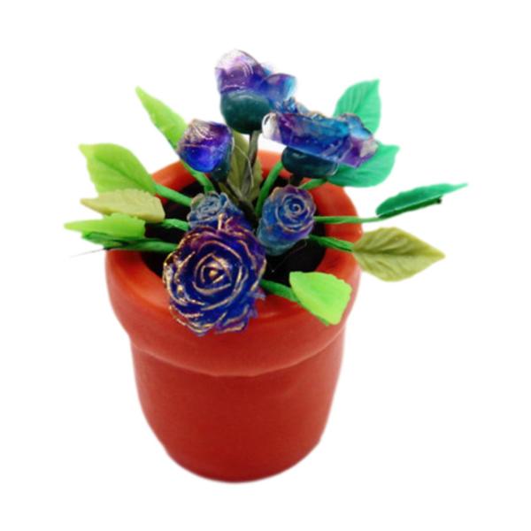 ミニチュアドールハウス 鉢植えの花 ミニ植物モデル 子供用おもちゃ 樹脂塗装ドールハウスアクセサリー 1:6 1:12スケールプレイセット用
