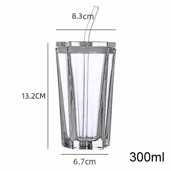 五芒星ガラスカップ コーヒーカップ ストロー付き クリエイティブ ドリンクウェア ドリンクカップ 家庭用 コーヒーショップ フェスティバル オフィス 