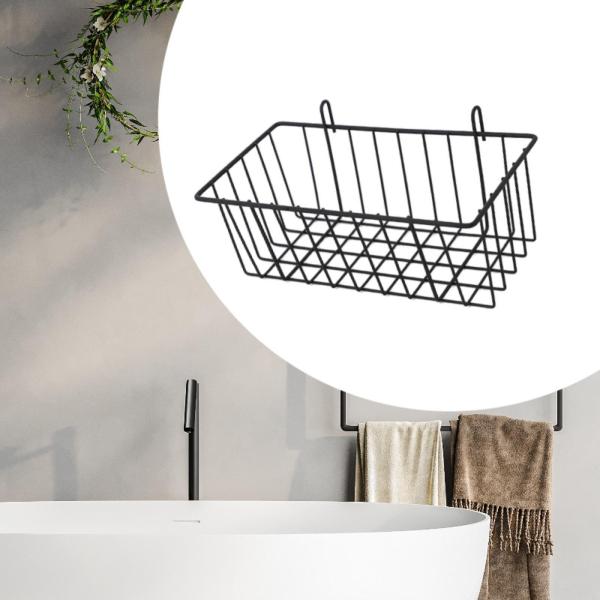 金属製吊り下げワイヤーバスケット グリッドバスケット フック付き ホームデコレーション用品 吊り下げ壁バスケット オフィス リビングルーム キッチン用