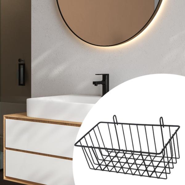 金属製吊り下げワイヤーバスケット グリッドバスケット フック付き ホームデコレーション用品 吊り下げ壁バスケット オフィス リビングルーム キッチン用