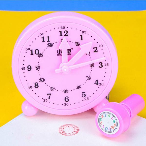 教育用時計おもちゃ、時計スタンプセット、小学校学習ツール教室用ミニ時計、本物の時計ではありません。