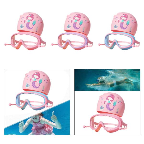 スイミングキャップ 子供用 水泳ゴーグル 漏れない ワイドビュー 防水 水泳用メガネ スイミングプール ダイビング シュノーケリング用