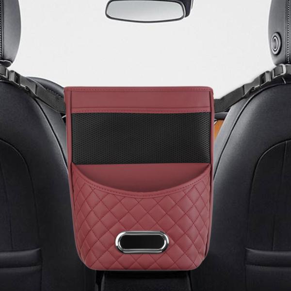 車用コンソールシートオーガナイザー 収納ポケット 携帯電話ホルダー 車用ヘッドレスト吊り下げ式 多機能ティッシュ収納バッグ PUレザー