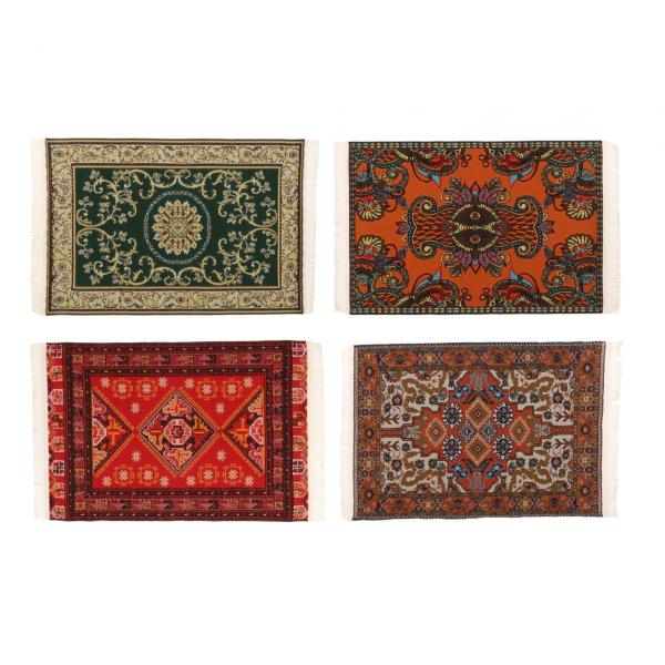 1:12スケールのドールハウスカーペット、ミニ織りラグ、ごっこ遊び、寝室の長方形ドールハウスのドアマット、ドールハウスエリアラグの装飾