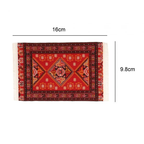 1:12スケールのドールハウスカーペット、ミニ織りラグ、ごっこ遊び、寝室の長方形ドールハウスのドアマット、ドールハウスエリアラグの装飾