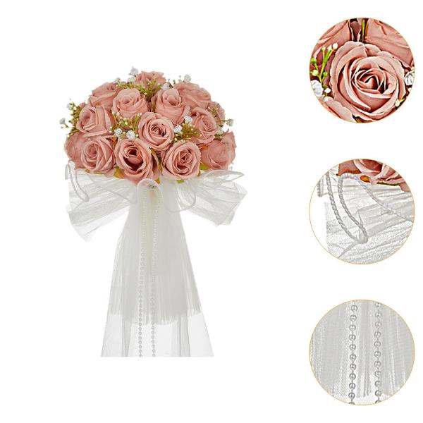 ウェディングブーケ ブライダルブーケ 造花のバラ ロマンチックな造花 結婚式のセンターピースや卒業式用の写真小道具