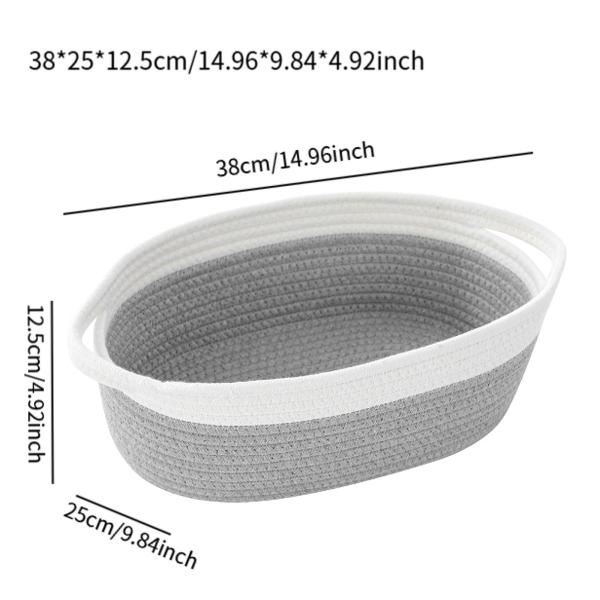 ハンドル付き編みバスケット、コットンロープ収納バスケット、デスクトップ収納ボックスオーガナイザービン、化粧台カウンタートップおもちゃペーパー用