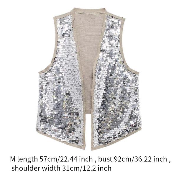 スパンコールベスト、光沢のあるキラキラノースリーブレディースナイトクラブ音楽フェスティバルパーティードレス