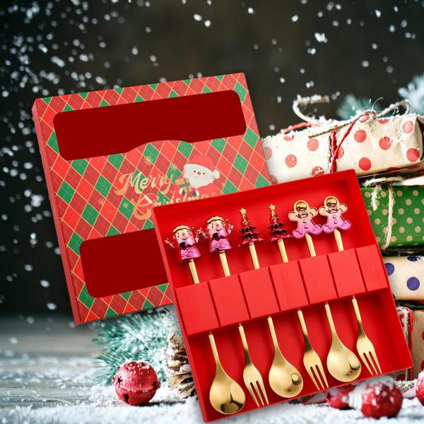 クリスマスキャラクター スプーンとフォーク テーブルウェア 装飾 コーヒー ポータブル 実用 クリスマス カトラリーセット ホテル 家庭用