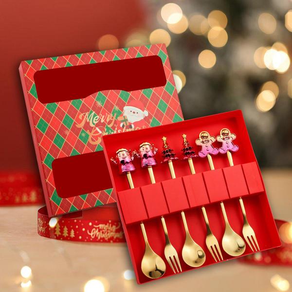 クリスマスキャラクター スプーンとフォーク テーブルウェア 装飾 コーヒー ポータブル 実用 クリスマス カトラリーセット ホテル 家庭用