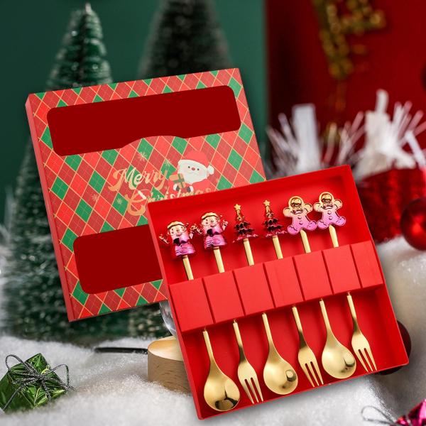 クリスマスキャラクター スプーンとフォーク テーブルウェア 装飾 コーヒー ポータブル 実用 クリスマス カトラリーセット ホテル 家庭用