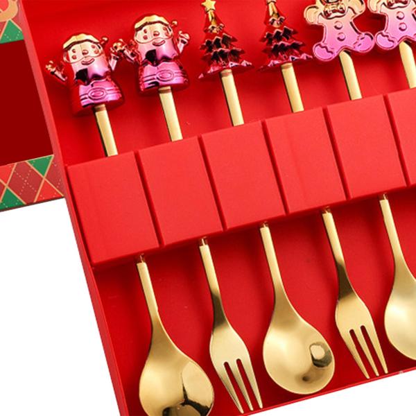 クリスマスキャラクター スプーンとフォーク テーブルウェア 装飾 コーヒー ポータブル 実用 クリスマス カトラリーセット ホテル 家庭用