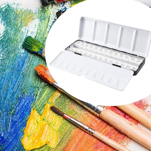 水彩パレット 鉄製ボックス コンパクト 水彩絵の具パン ハーフパン 折りたたみ式パレット  DIY 旅行用 油絵