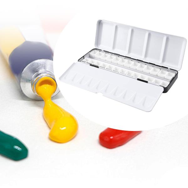 水彩パレット 鉄製ボックス コンパクト 水彩絵の具パン ハーフパン 折りたたみ式パレット  DIY 旅行用 油絵