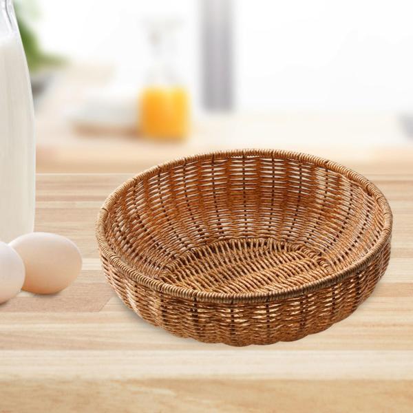ラタンブレッドバスケット 編み込みパンバスケット 収納バスケット イミテーションラタンバスケット 編み込みフルーツバスケット ピクニック キッチン ア