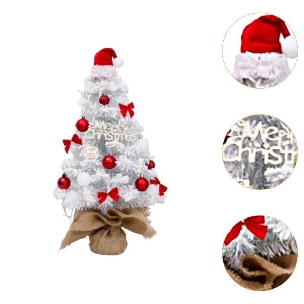 卓上クリスマスツリー ミニ人工クリスマスツリー ホワイト フロック加工 クリスマスデコレーション 自宅 オフィス DIY クリスマスデコレーション
