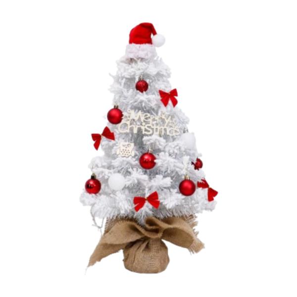 卓上クリスマスツリー ミニ人工クリスマスツリー ホワイト フロック加工 クリスマスデコレーション 自宅 オフィス DIY クリスマスデコレーション