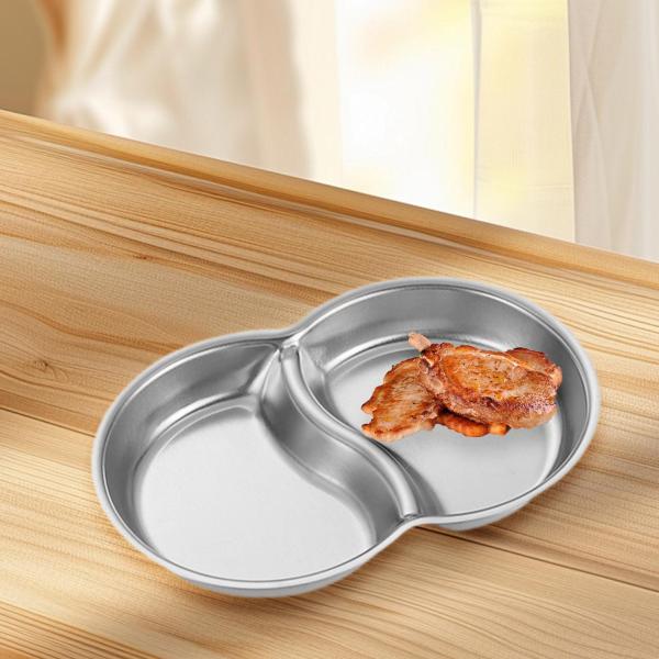ソース皿 スナックプレート 食器 円形 滑り止めベース 丈夫なグリッドプレート キャンプ バーベキュー レストラン ソイ用 フードポーションプレート