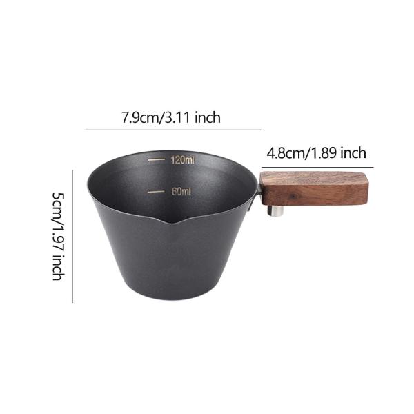 木製ハンドル付きエスプレッソカップ エスプレッソ計量カップ プロフェッショナル 120ml 刻印入りスケール濃度カップ ベーカリーコーヒー用
