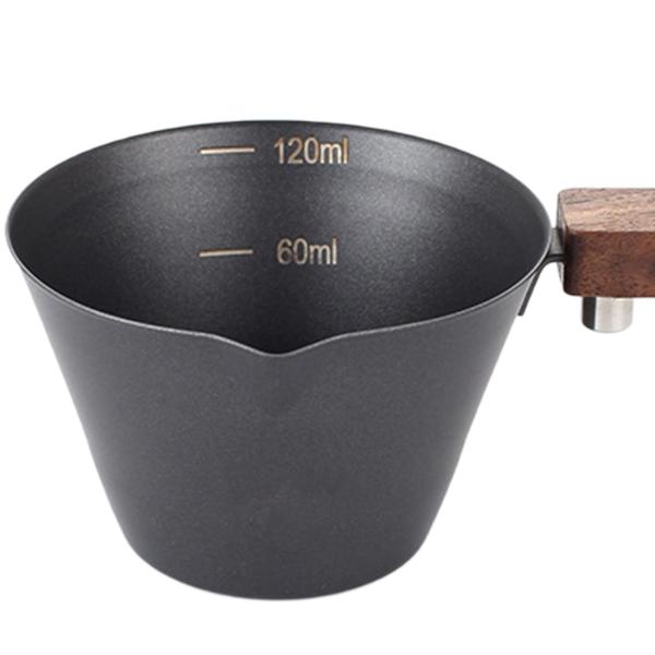 木製ハンドル付きエスプレッソカップ エスプレッソ計量カップ プロフェッショナル 120ml 刻印入りスケール濃度カップ ベーカリーコーヒー用