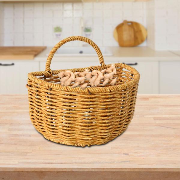 吊り下げ式半円形収納バスケット、フルーツ雑貨オーガナイザー、野菜収納、ホームデコレーション、ガーデンルーム用