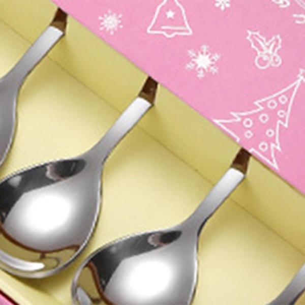 クリスマススプーンセット 6本 ステンレススチール デザートスプーン ギフトボックス付き クリスマスカトラリーキット フラットウェア カトラリーセット