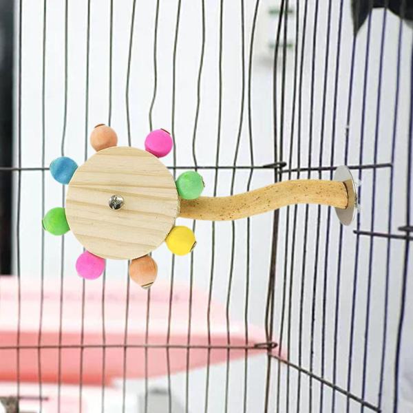 鳥かごの止まり木おもちゃ カラフルなオウムのおもちゃ アクティビティ 運動 オウム 回転式止まり木スタンド 九官鳥用 鳥かご